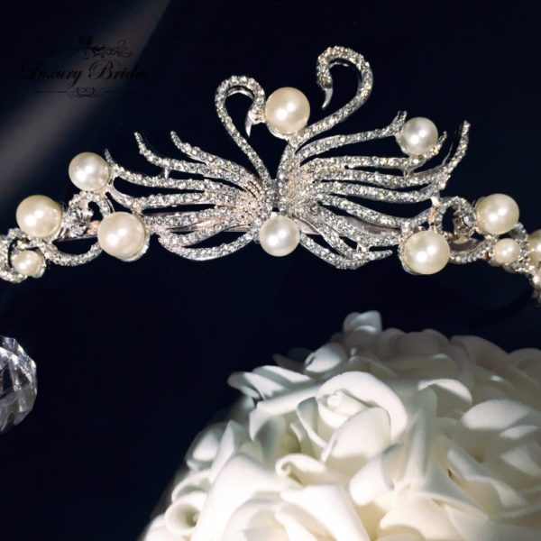 Crystal Wedding Crown Two Swans