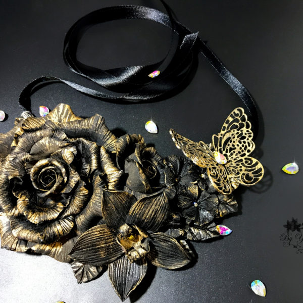 Black Rose Necklace Agata